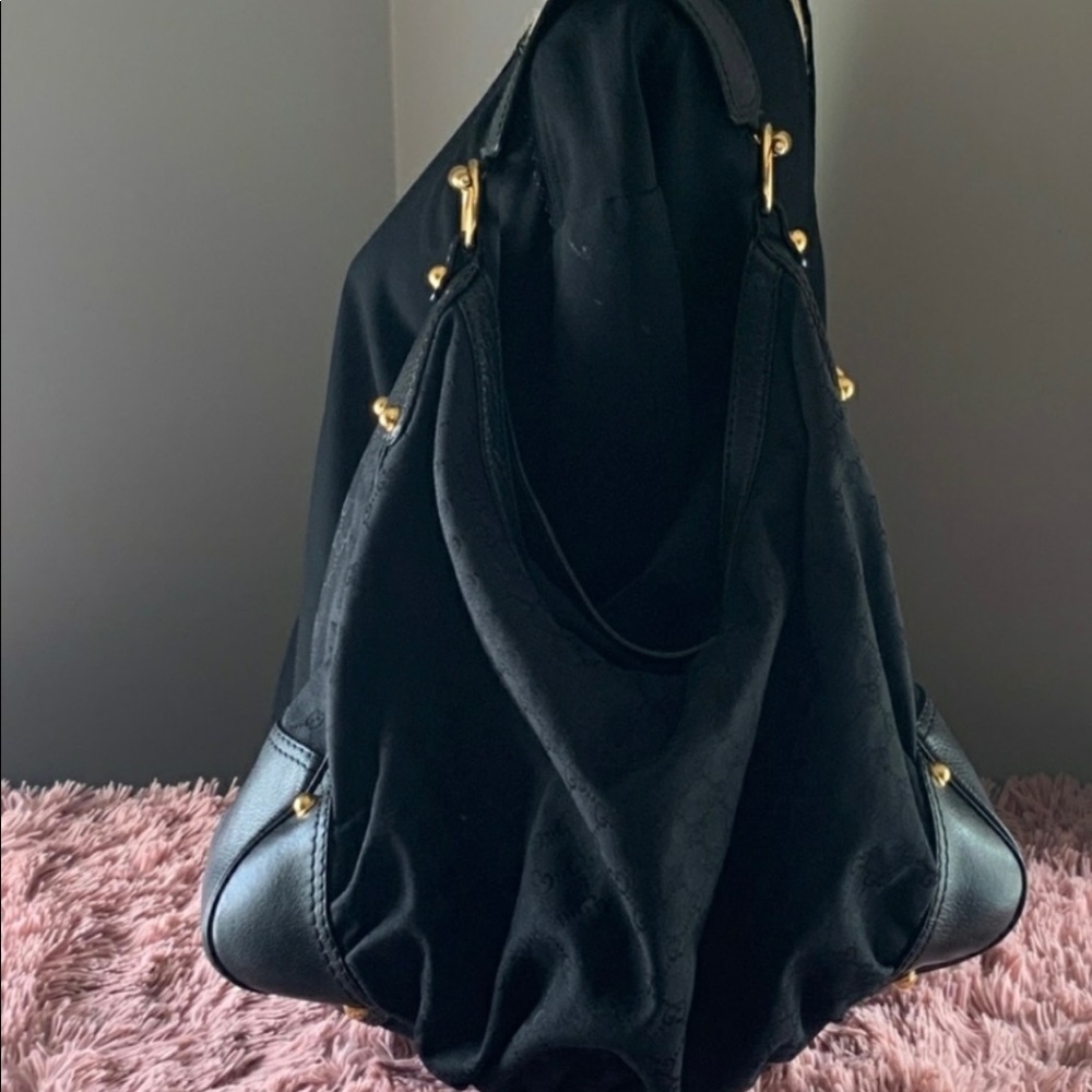 Large Gucci Black Canvas Jockey Handbag